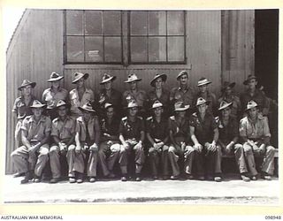 TOROKINA, BOUGAINVILLE. 1945-11-21. MEMBERS OF 2 SECTION, 2 LANDING CRAFT WORKSHOP. (FOR IDENTIFICATION OF 20 NAMED PERSONNEL REFER TO PROVISIONAL CAPTION OR NAME INDEX.)