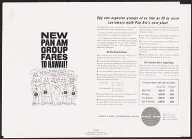 NEW PAN AM GROUP FARES TO HAWAII!