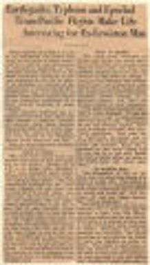 Earthquake, Typhoon And Epochal Trans-Pacific Flights Make Life Interesting For Ex-Lewiston Man. Northwest History. Damage Suits, Dams, Dedications, Disasters, D. A. V., Droughts, Earthquake. Earthquake.