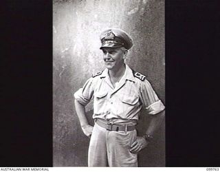 RABAUL, NEW BRITAIN, 1946-01-21. LIEUTENANT C. G. CROFT, RENDERING MINES SAFE AND BOMBS SAFE OFFICER, DIRECTOR OF NAVAL ORDNANCE, TORPEDOES, AND MINES BRANCH, MELBOURNE, WHO INSPECTED THE JAPANESE ..