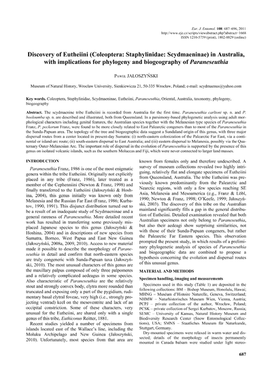 Discovery of Eutheiini (Coleoptera: Staphylinidae: Scydmaeninae) in Australia, with implications for phylogeny and biogeography of Paraneseuthia