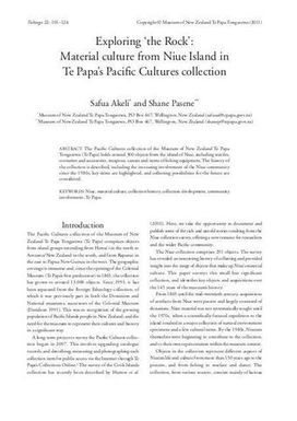 Exploring ‘the Rock’: Material culture from Niue Island in Te Papa’s Pacific Cultures collection: Tuhinga 22