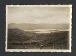 View of landscape with lake and mountain ranges, New Zealand?