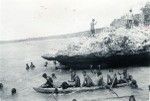 Students of the Theological school swimming in the sea