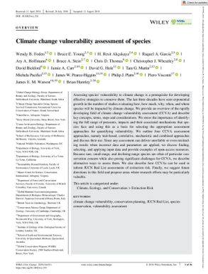 Climate change vulnerability assessment of species