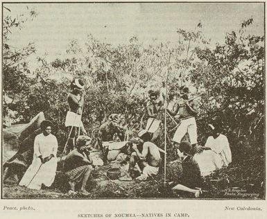 Sketches of Noumea - natives in camp