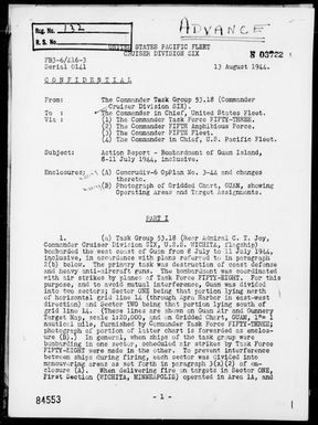 COMTASK-GROUP 53.18 - Rep Of Bombardments of Guam Is, Marianas, 7/8-11/44