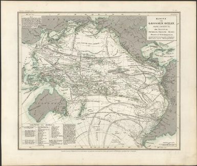 Karte vom Grossen Ocean (Mare Pacifico) : zur Übersicht der Strömungen, Temperatur, Handels-Strassen und Entdeckungsreisen