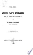 Notes sur quelques plantes intéressante de la Nouvelle-Calédonie