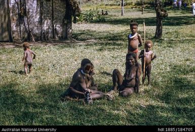 Goroka - Chimbu, Namuta Mission - woman suckling pig