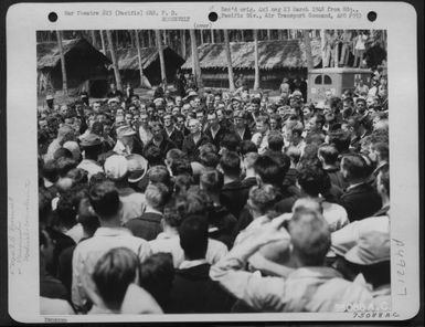 During Her Tour Of The Pacific Bases Mrs. F. D. Roosevelt Talks To Convalescent Patients On The Hospital Grounds At Guadalcanal, Solomon Islands, 1943. (U.S. Air Force Number 75088AC)