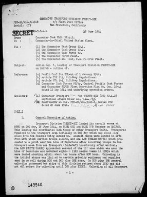 COMTASK-UNIT 52.4.2 - Report of operations in the invasion of Saipan Island, Marianas, 6/15-24/44