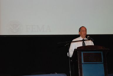 Guam, July 24, 2012 -- Stephen DeBlasio, FEMA Region IX Federal Disaster Recovery Coordinator presenting at the Guam National Disaster Recovery Framework rollout