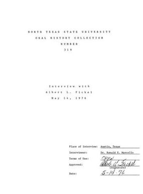 Oral History Interview with Albert L. Fickel, May 14, 1976