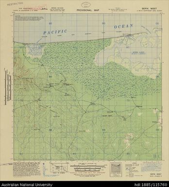 Papua New Guinea, Northeast New Guinea, Sepik West, Provisional map, Sheet A55/13, 1367, 1944, 1:63 360