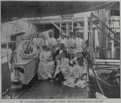 Mr. and Mrs. Chambers and party taking refuge on board HMS Porpoise