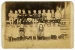 Group portrait of students, showing GS Bartlett sitting at back row, ninth from left, [Hemmant School?, Brisbane]