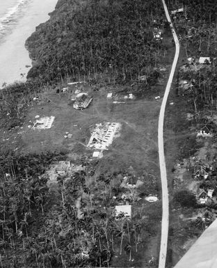 Creator unknown: Aerial view of Niue after a cyclone