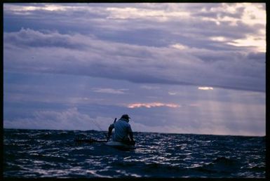 Canoe on water, Niue