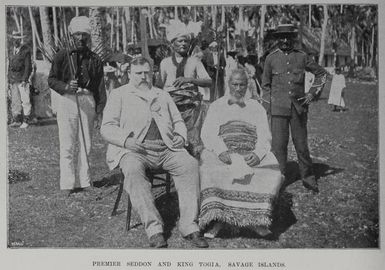 Premier Richard Seddon and King Togia of the Savage Islands
