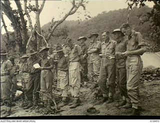 But Beach, New Guinea. May 1945. Australian officers at a church service on the beach on the eve of the amphibious operation which resulted in the annihilation of the Japanese on the Wewak ..