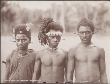 Three men of Roas, Malaita, Solomon Islands, 1906 / J.W. Beattie