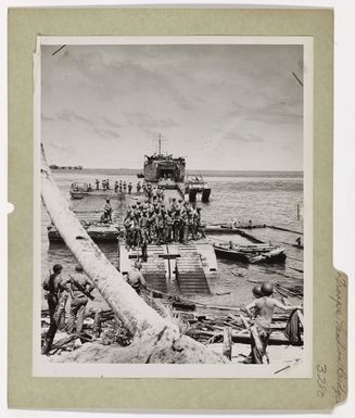 Troops Land on Pontoon Pier at Kwajalein