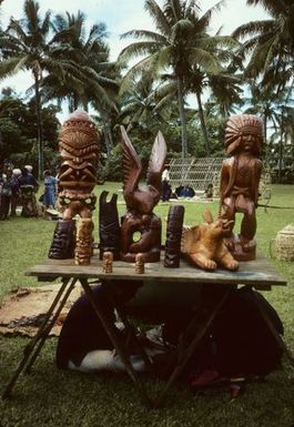 Woodcarver's stall Nuku'alofa, June 1984