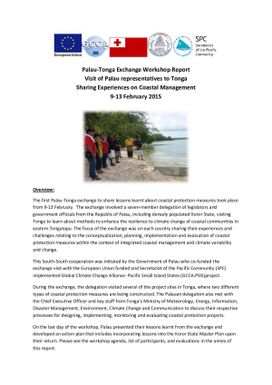 Palau-Tonga exchange workshop report visit of Palau representatives to Tonga sharing experiences on coastal management