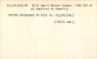 Index Card for File 15185/110