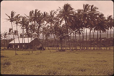 CHURCH IN RURAL DISTRICT ALONG HIGHWAY 36 NEAR HANA. RURAL DISTRICTS ARE COMPOSED OF LOW DENSITY RESIDENTIAL LOTS OF ONE BUILDING PER HALF ACRE