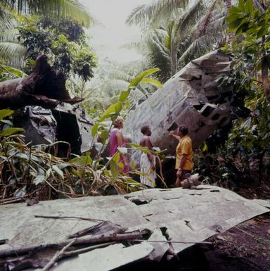 Wreckage of Japanese bombers in the jungle, New Britain Island, Papua New Guinea, approximately 1968 / Robin Smith