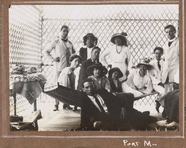 Group relaxing at Port Moresby, 1914