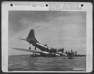 On 27 February 1945 A Group Of Men On The Shore Of Saipan Island, Marianas Group, Watched A Boeing B-29 "Superfort" Heading Towards Them. It Was Obviously In Trouble And Losing Altitude Fast. The Pilot Was Trying To Make A Runway Near The Shore. He Cam (U.S. Air Force Number 59027AC)