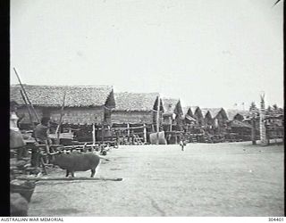 PORT MORESBY, PAPUA. 1932-09-17. A NATIVE VILLAGE. (NAVAL HISTORICAL COLLECTION)