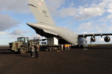 Earthquake ^ Tsunami - Pago Pago, American Samoa, October 2, 2009 -- FEMA generators are being unloaded from a C-17 military cargo plane. FEMA shipped generators to American Samoa to restore power to American Samoa