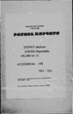 Patrol Reports. Northern District, Popondetta, 1963 - 1964