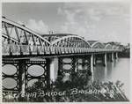 View of Victoria Bridge from South Brisbane, Brisbane, Queensland, c1930 to 1954