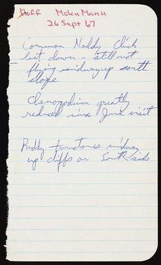 Oahu Offshore Islands-Moku Manu, May and September, 1967