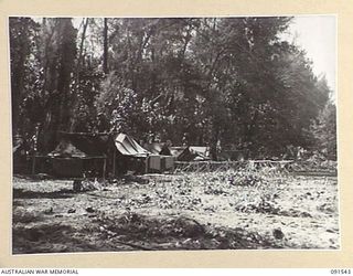 SORAKEN AREA, BOUGAINVILLE ISLAND, 1945-04-02. A GENERAL VIEW OF THE CAMP AREA, C COMPANY, 26 INFANTRY BATTALION