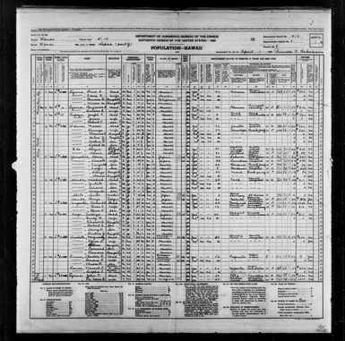 1940 Census Population Schedules - Hawaii - Kauai County - ED 4-6