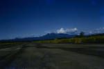 Abandoned wartime airstrip andd Mt Lamington, c1954