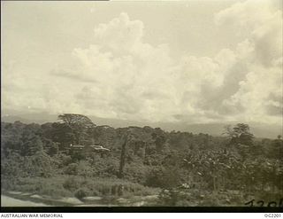 BOUGAINVILLE ISLAND, SOLOMON ISLANDS. C. 1945-01-25. A VERSATILE ANSON AIRCRAFT OF NO. 10 COMMUNICATIONS UNIT RAAF BASED AT TOROKINA SKIRTS UP THE COAST AS THE CREW WATCH FOR THE CONCEALED POSITION ..