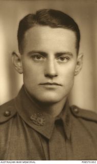 Studio portrait of NX53100 Private (Pte) John Wilson Day, No. 1 Independent Company, of Bassendeon, WA. Pte Day enlisted on 6 July 1940 and served on the island of New Ireland. He was taken ..