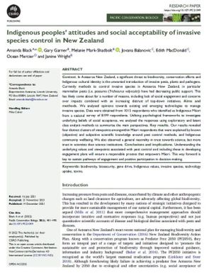 Indigenous peoples’ attitudes and social acceptability of invasive species control in New Zealand