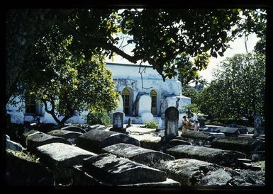 Gravestones beside the London Missionary Society Church at Matavera