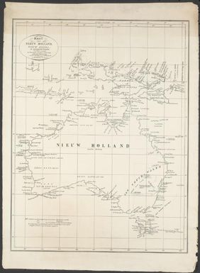 Kaart van Nieuw Holland, Nieuw Guinea, en omliggende eilanden, behoorende tot de, door het provinciaal utrechisch genootschap bekroondeVerhandeling / van  R.G. Bennet en J. van Wyk Rz