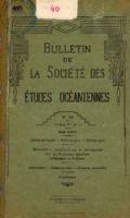 Bulletin de la Société des Études Océaniennes numéro 40
