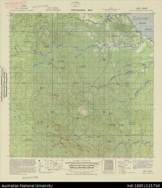 Papua New Guinea, Northeast New Guinea, Uvo East, Provisional map, Sheet B55/1, 1944, 1:63 360