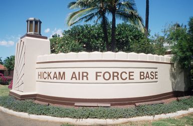 A close up view of the base sign at the main gate